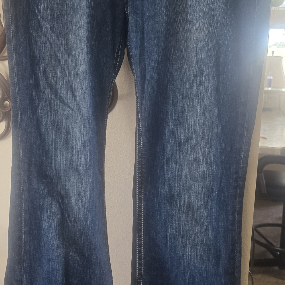 Grace in LA Blue and Red Embroidered Jeans